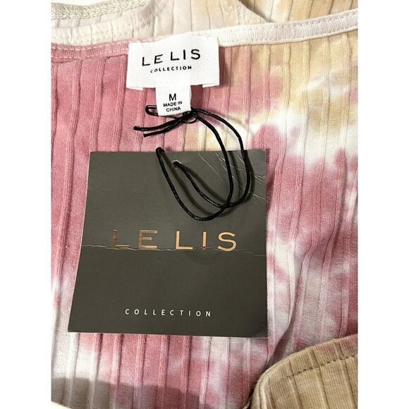 LE LIS Tie-Dye Ribbed Jersey Snap Crotch Bodysuit Blouse Top L/S Medium NWT - Picture 8 of 12